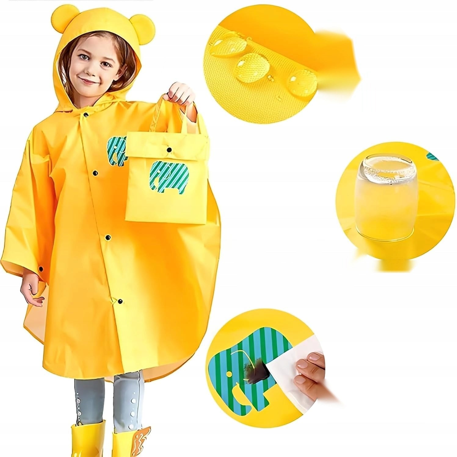 Children's raincoat yellow size m light with hood long Manufacturer code 5908107430667