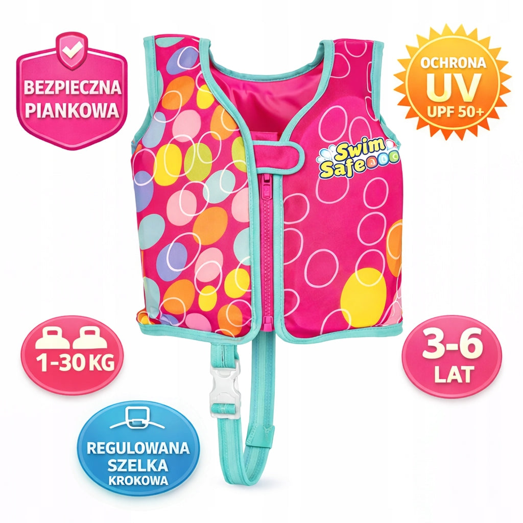 Children's safety swimming vest pink Bestway for swimming Manufacturer code Miękka pianka bez potrzeby pompowania ty7