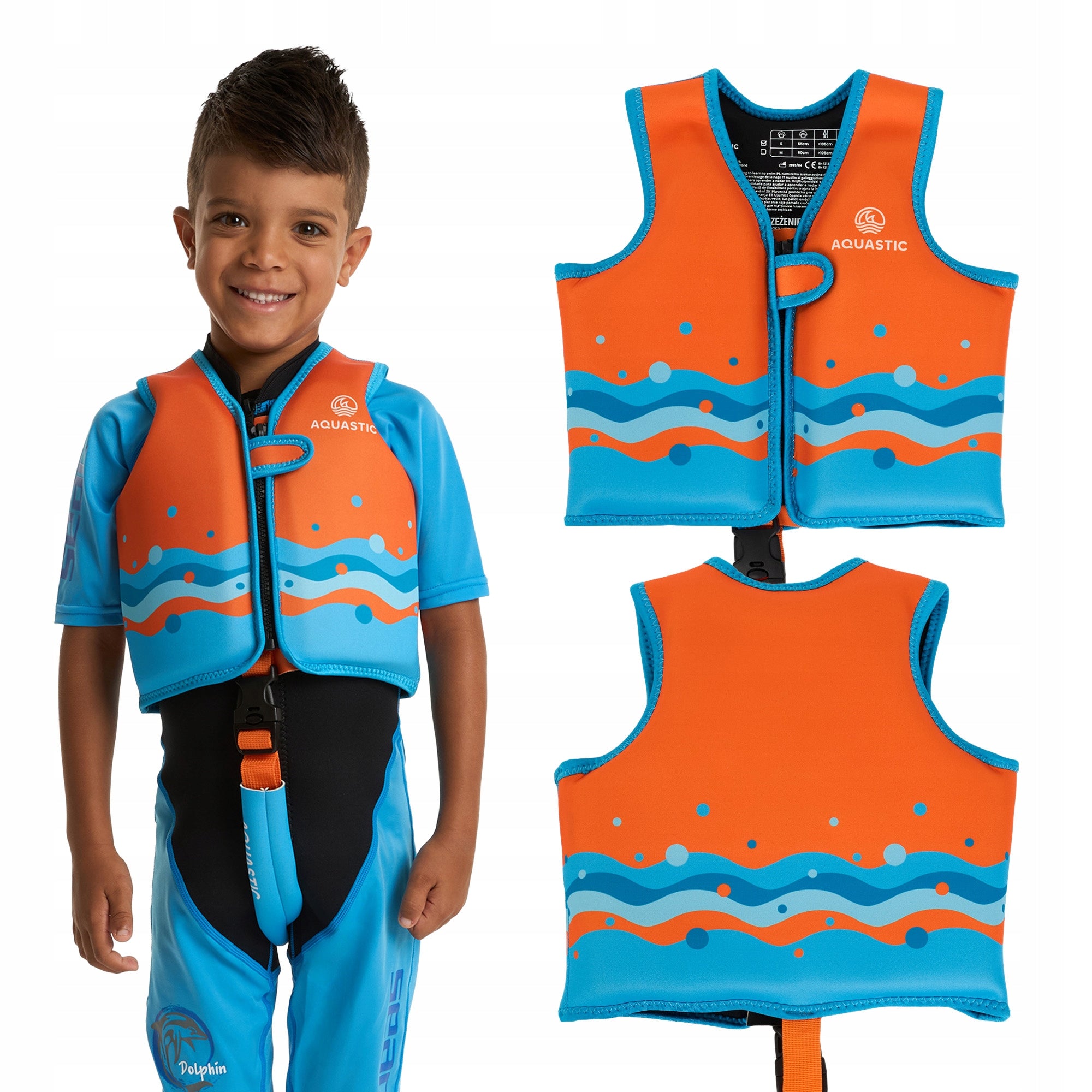Children's safety vest AQUASTIC Junior orange S (15-19 kg)