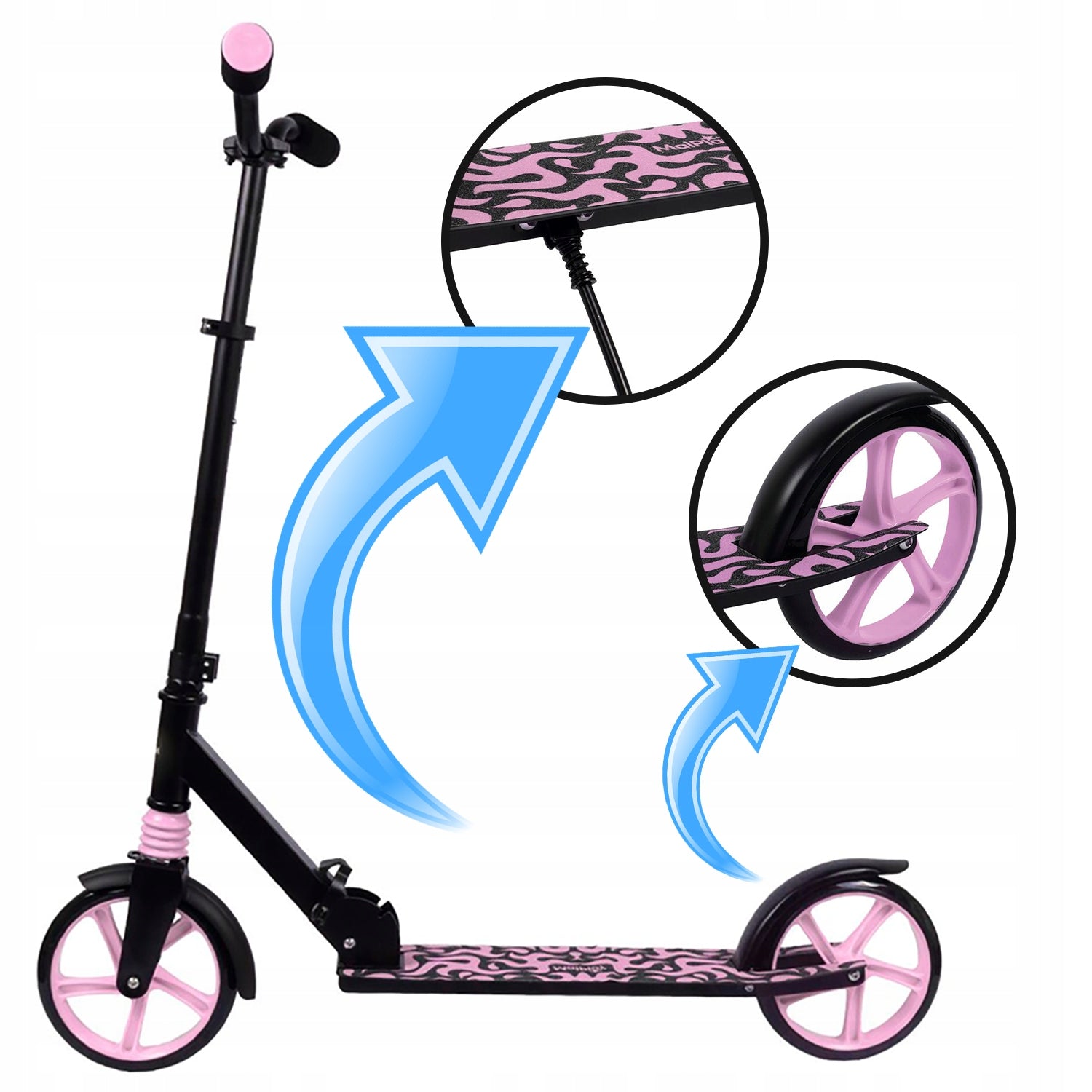 Children's scooter CITY Folding Adjustable with Shock Absorption Brake Wheels natural rubber