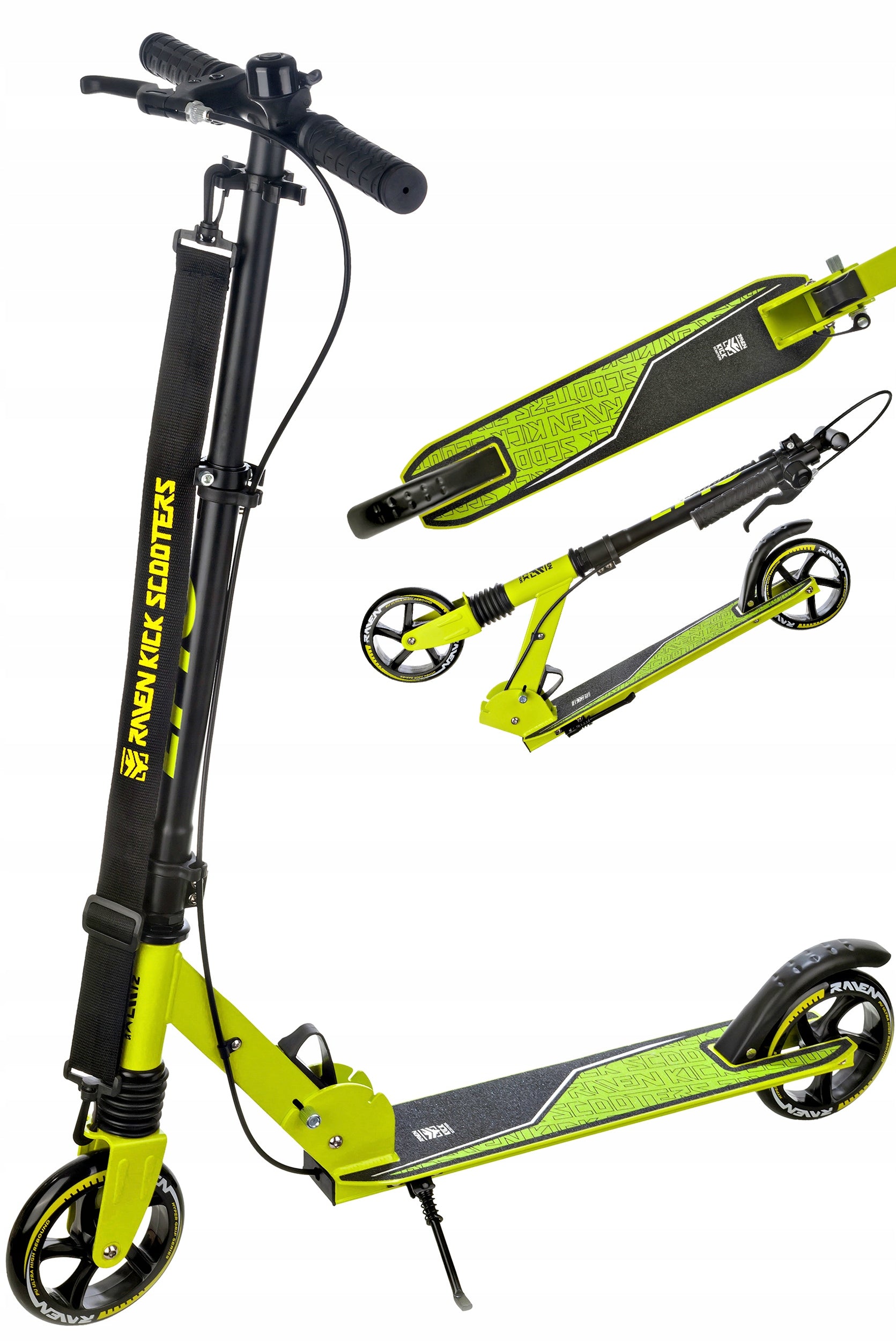 Children's scooter RAVEN Epic Lime 145mm with bell shock absorption brake