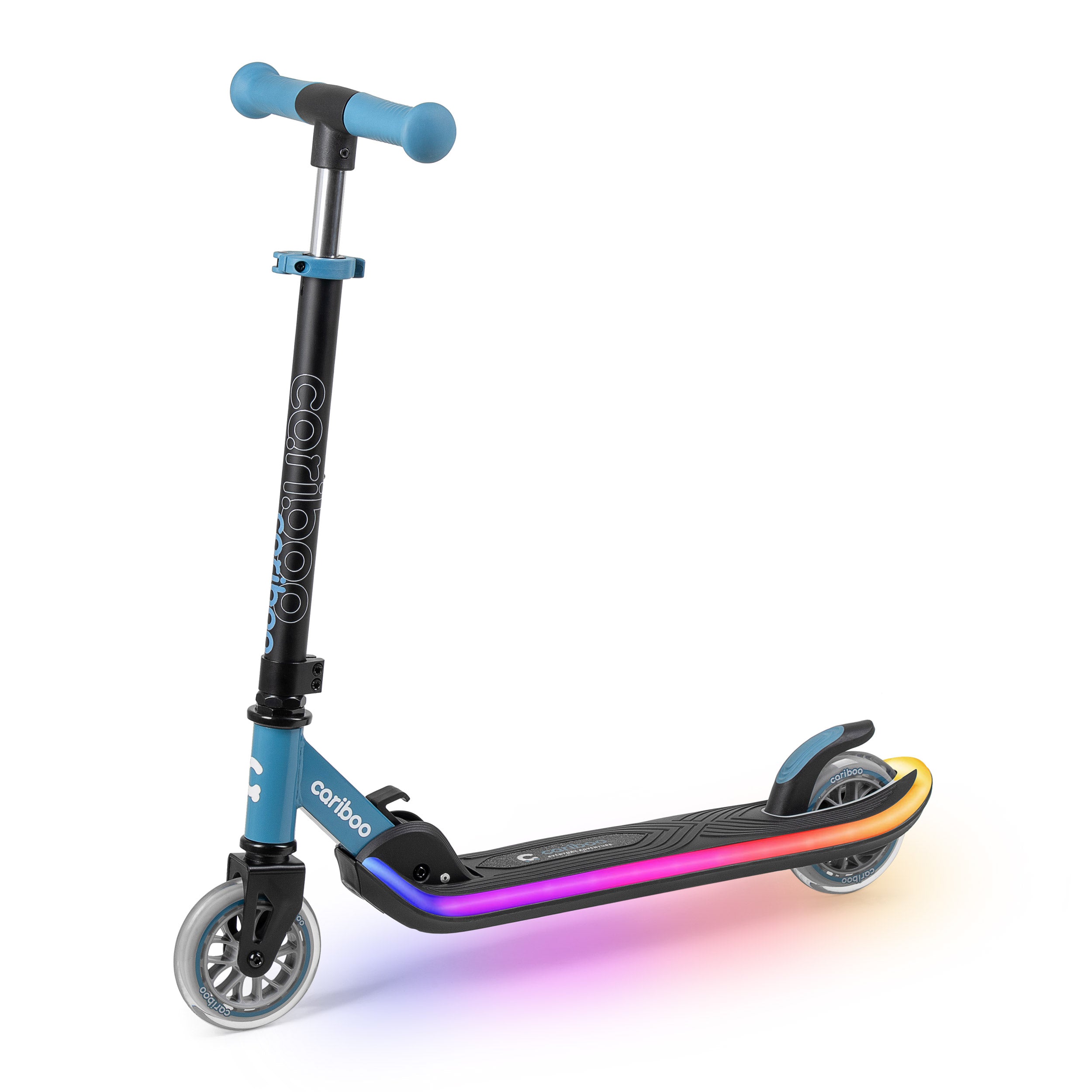 Children's scooter two-wheeled folding CARIBOO LEDstar LED backlight Color black blue