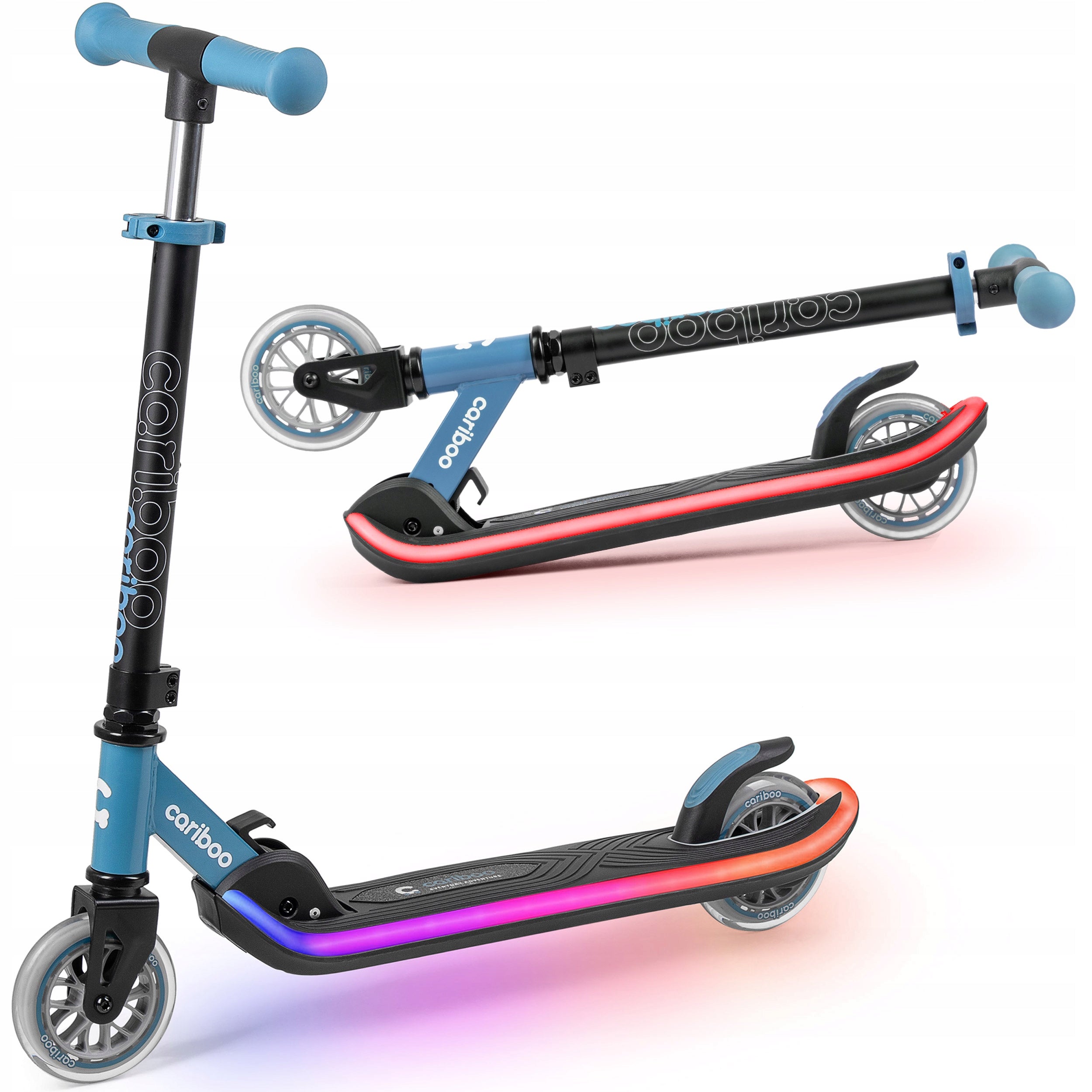 Children's scooter two-wheeled folding CARIBOO LEDstar LED backlight