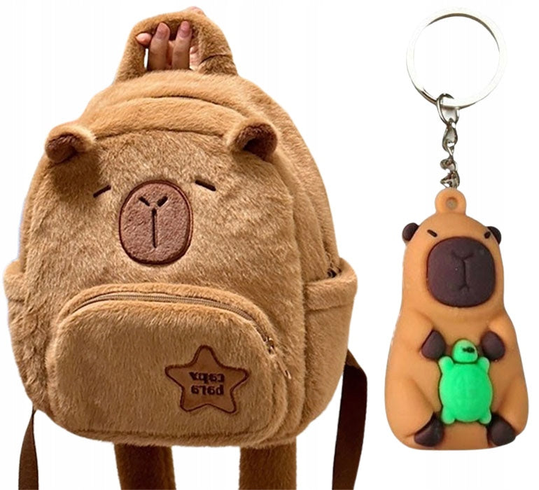 Children's set Plush backpack for children + KEYCHAIN KAPIBARA backpack