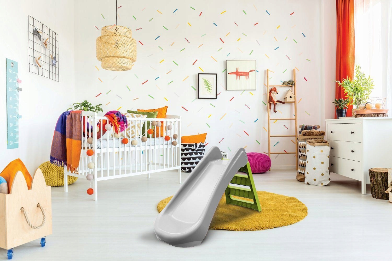 Children's slide FOLDING GARDEN Stable SLIDE 130CM GREY PalPlay Color red