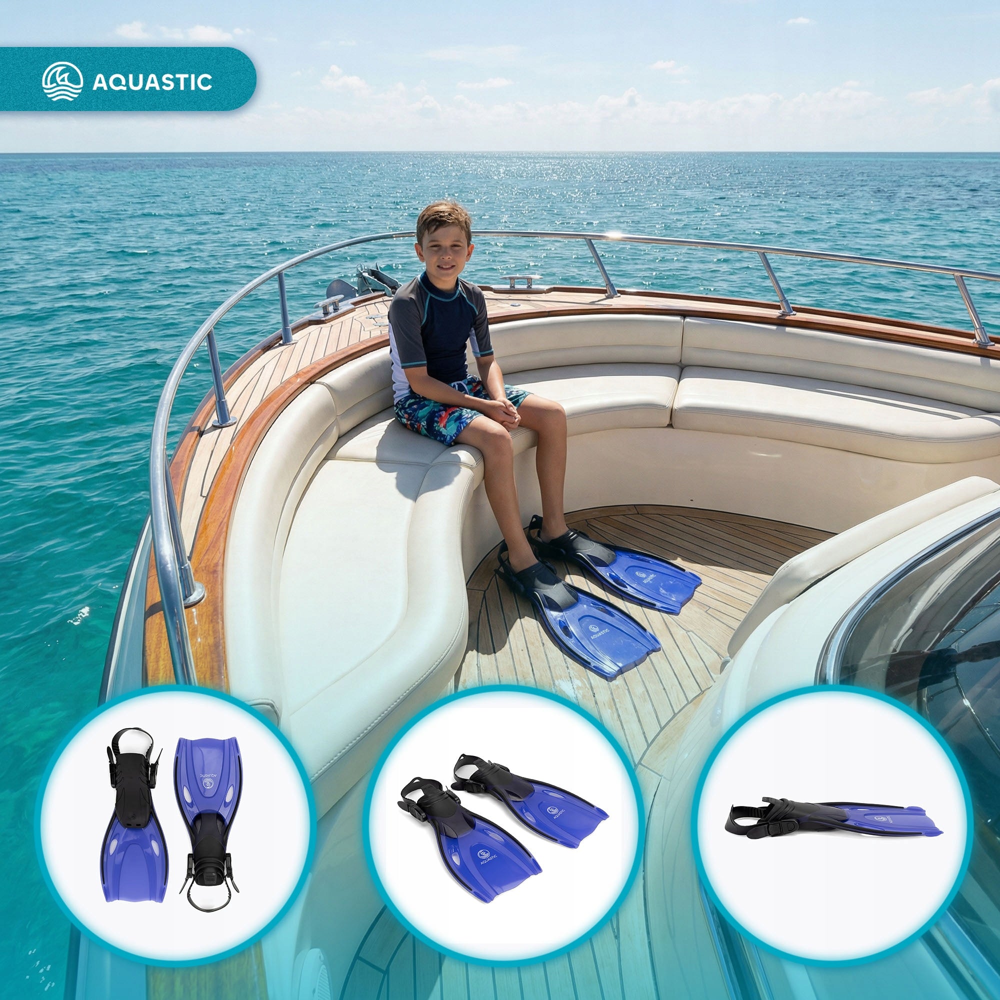 Children's snorkeling fins AQUASTIC Shelly dark blue 27/32 Model Shelly