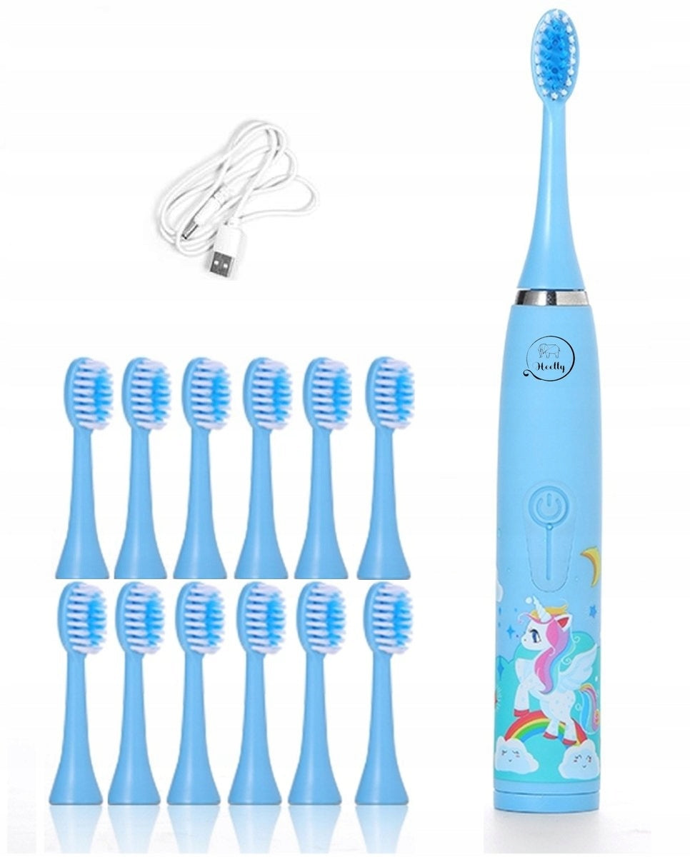 Children's sonic toothbrush USB 12 heads timer quiet waterproof Medical device no