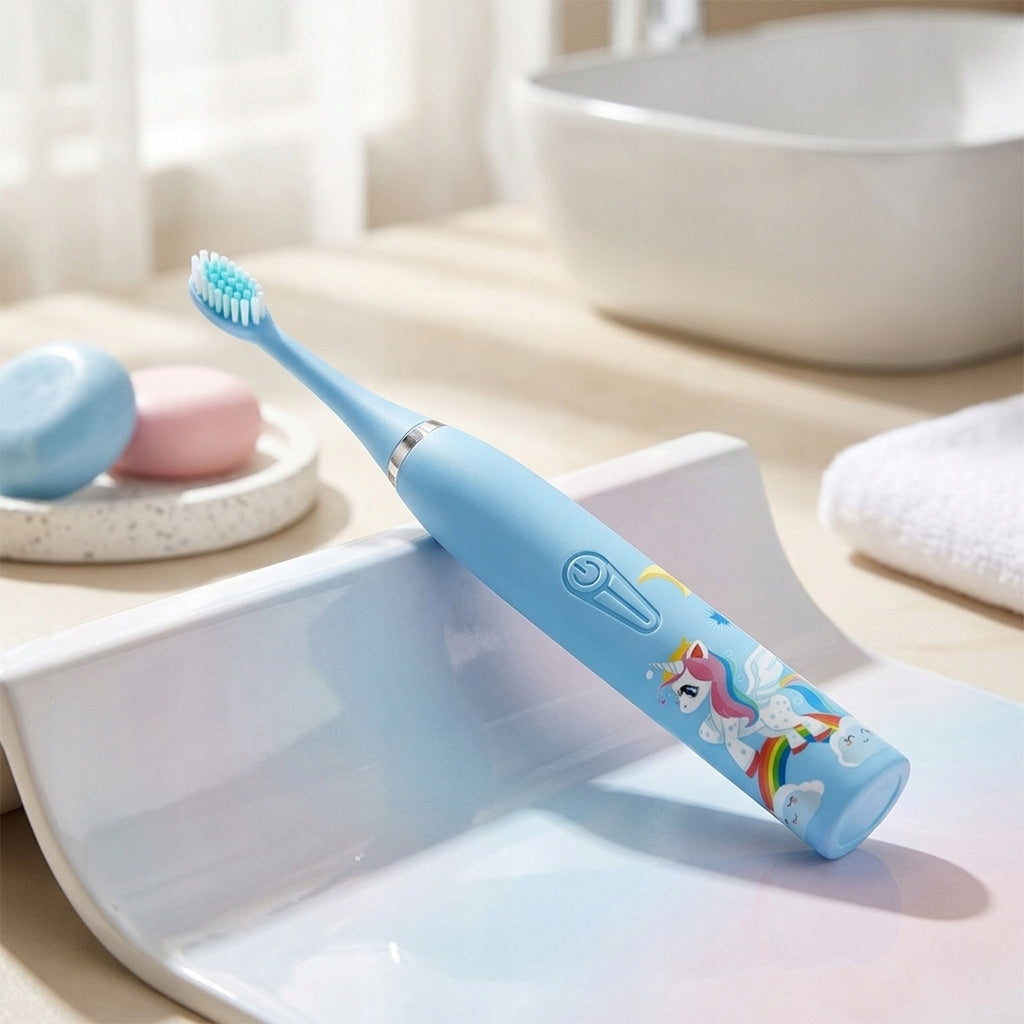 Children's sonic toothbrush USB 12 heads timer quiet waterproof