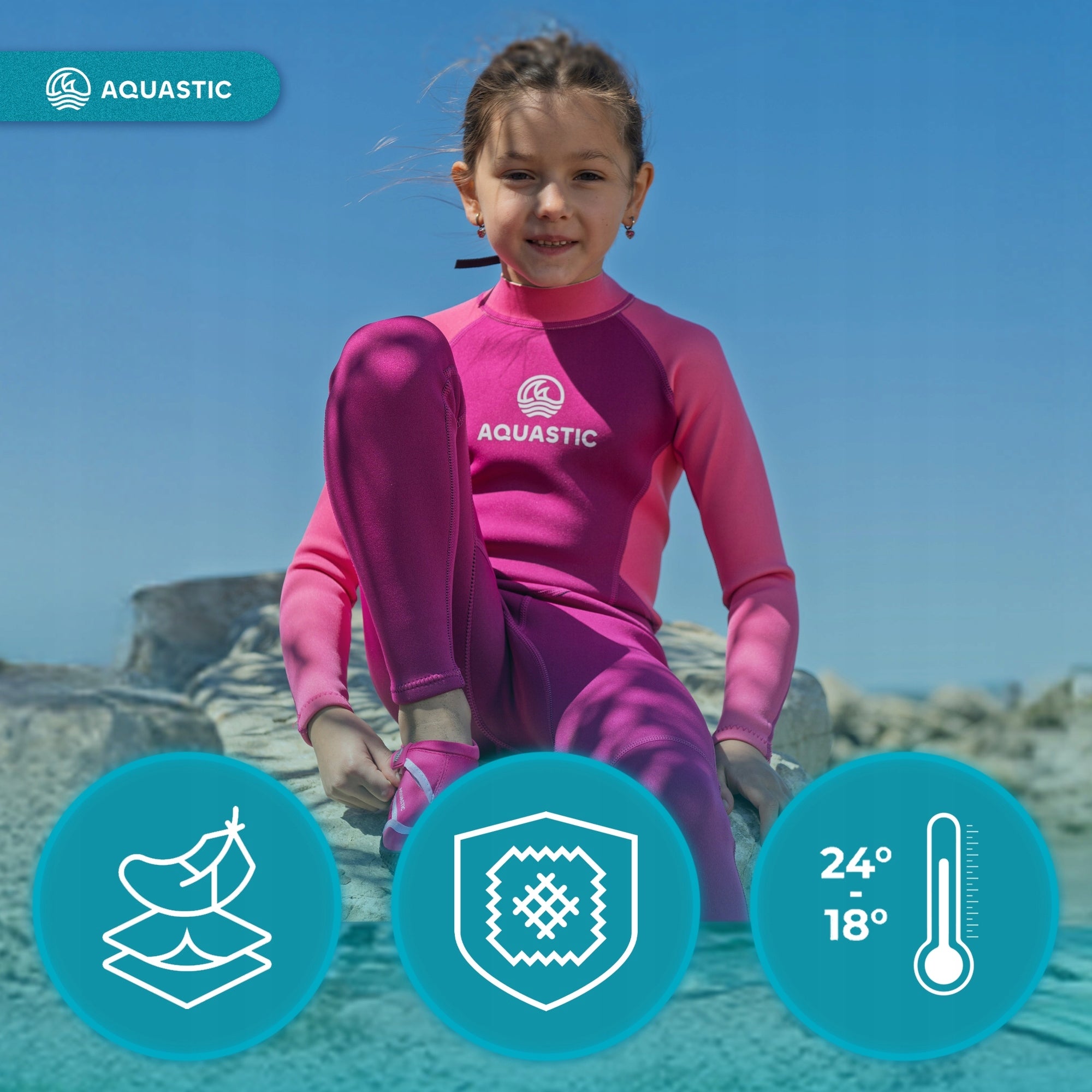 Children's swimming foam AQUASTIC Wavey LG Jrg 2 mm pink Size S