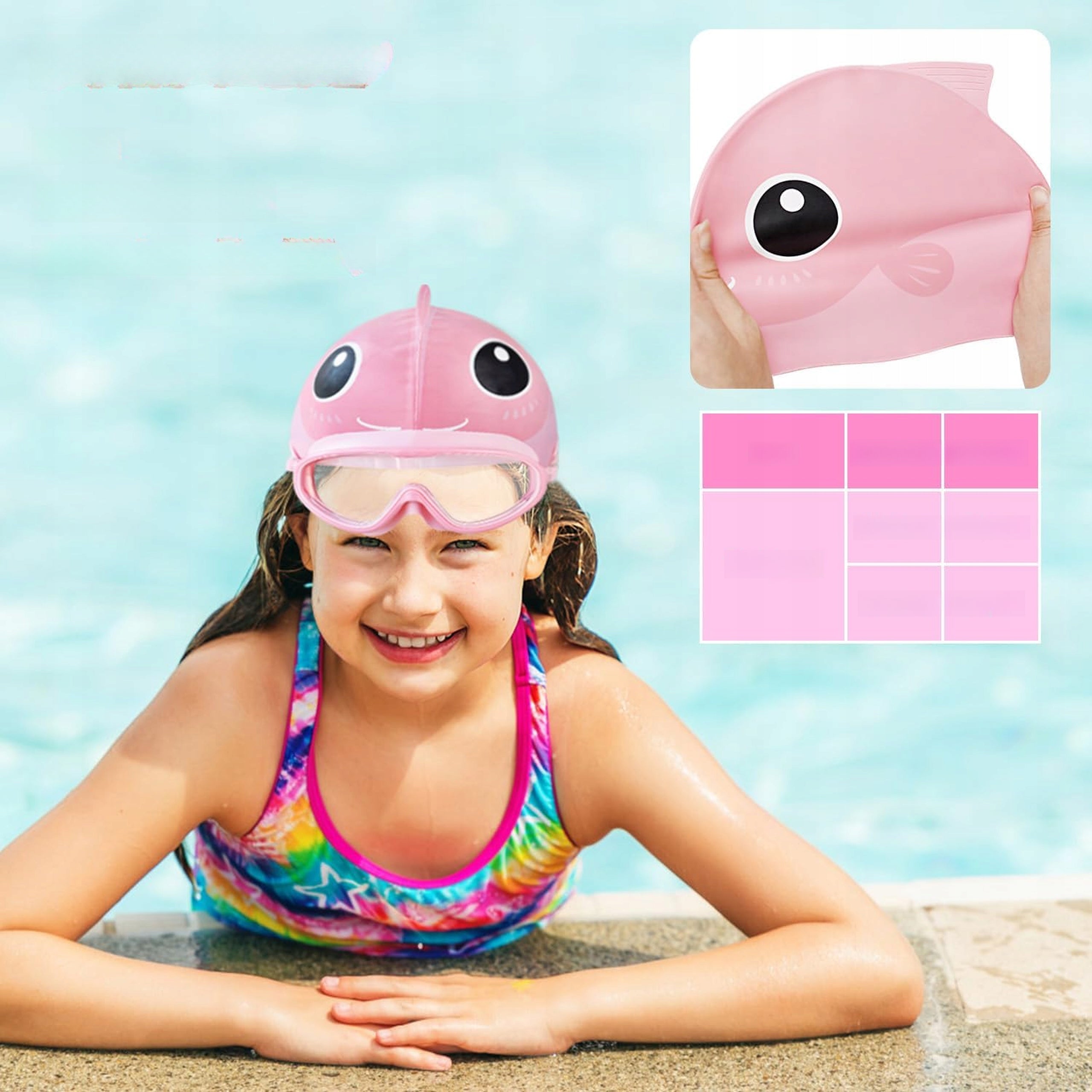 Children's swimming set with UV filter glasses swimming goggles cap Color multicolor