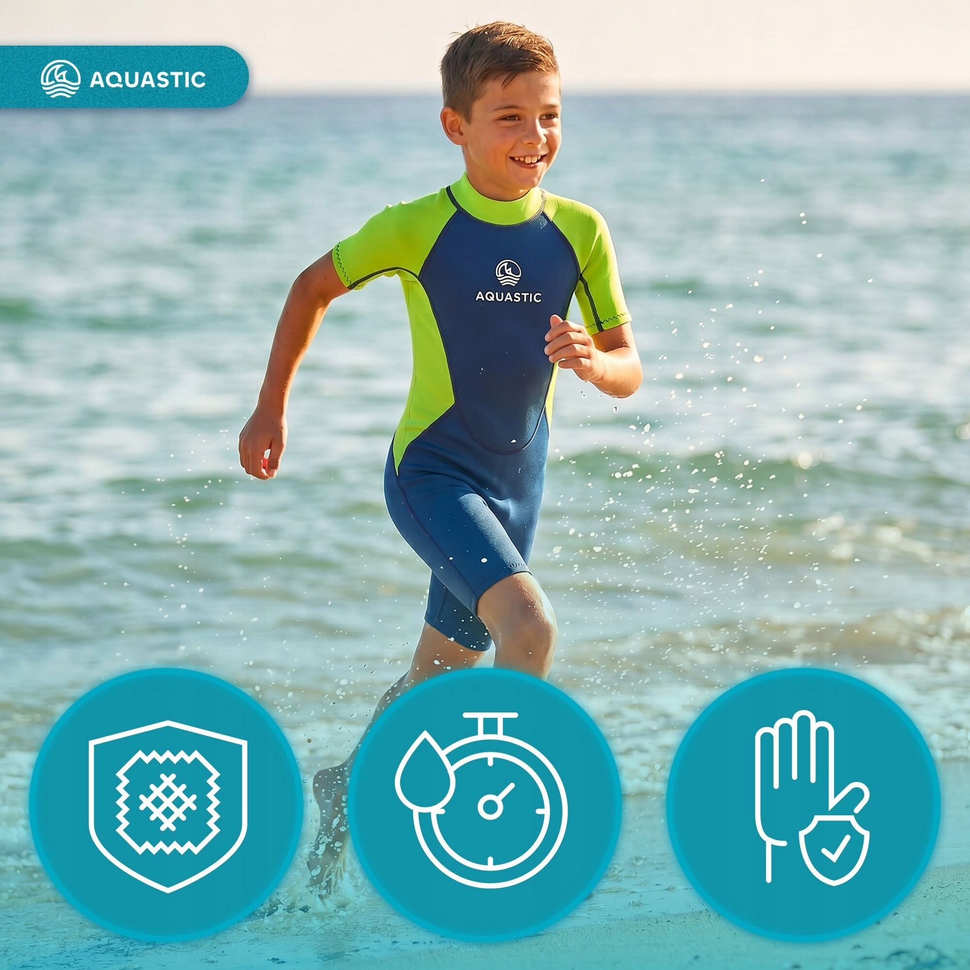 Children's swimming wetsuit AQUASTIC Wavey Jrb 2mm green 131-140 Brand Aquastic