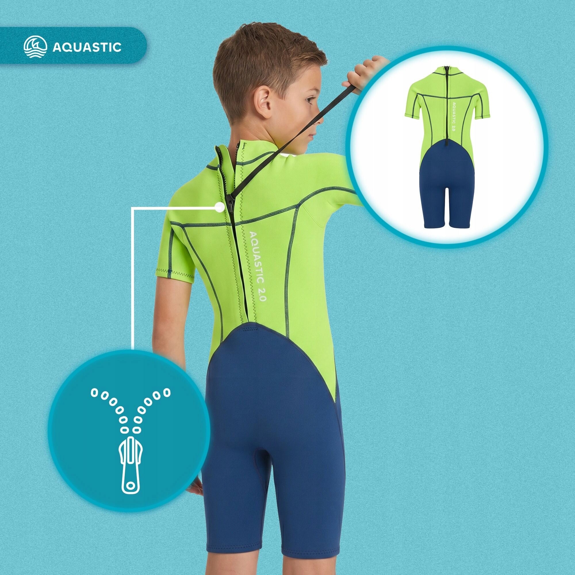 Children's swimming wetsuit AQUASTIC Wavey Jrb 2mm green 131-140 Kind kids