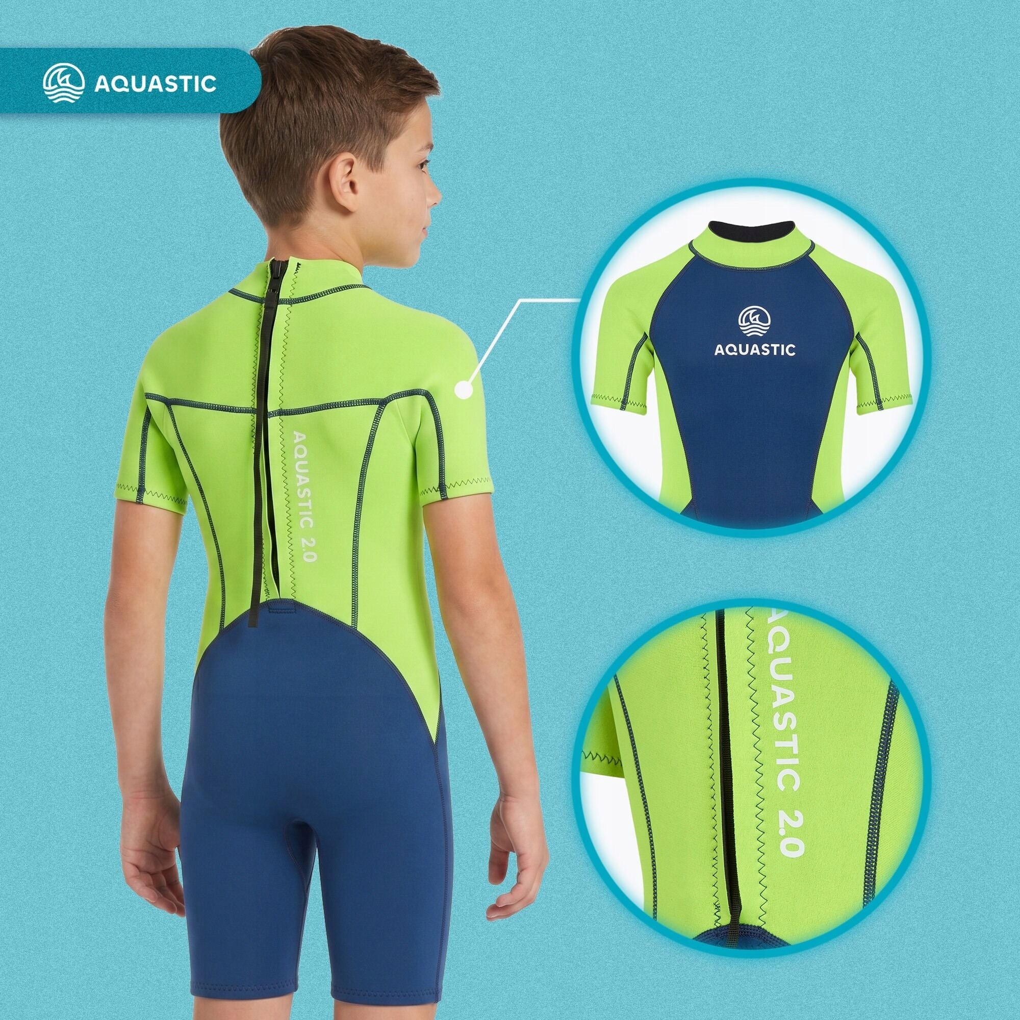 Children's swimming wetsuit AQUASTIC Wavey Jrb 2mm green 131-140 Size 134-140