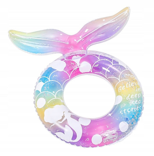 Children's swimming wheel 60 cm / Mermaid tail / Rainbow / 3 to 6 years