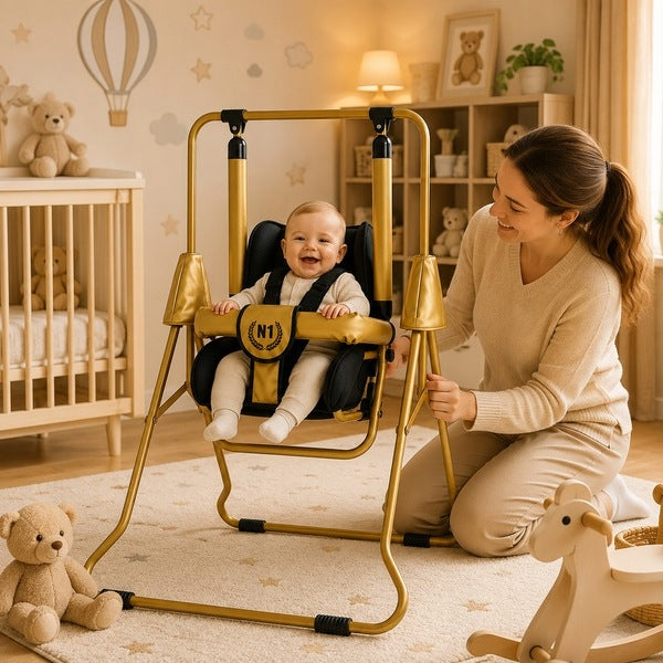 Children's swing 3in1 ADBOR N1 Gold garden home - black and gold Kind swing