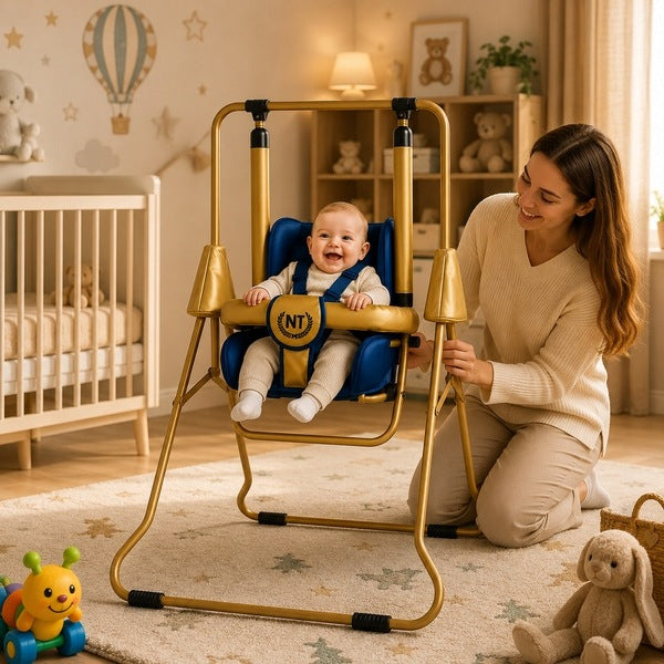 Children's swing 3in1 ADBOR N1 Gold garden home - blue – gold Kind swing