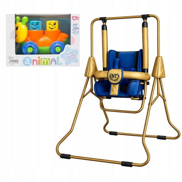 Children's swing 3in1 ADBOR N1 Gold garden home - blue – gold