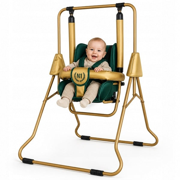 Children's swing 3in1 ADBOR N1 Gold garden home - green – gold Brand Adbor