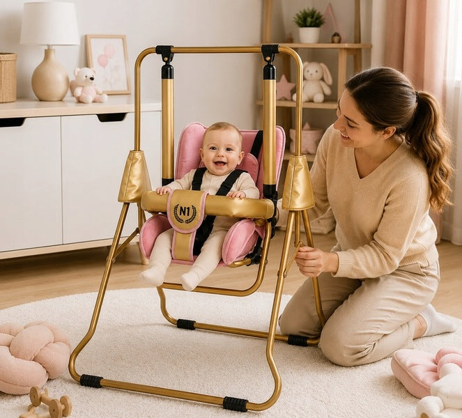 Children's swing 3in1 ADBOR N1 Gold garden home - pink – gold Kind swing