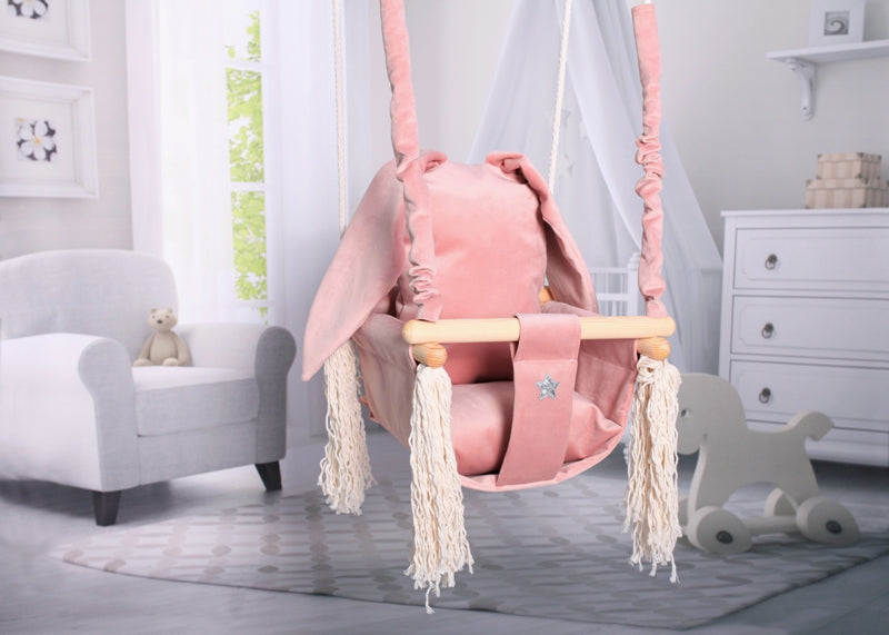 Children's swing with backrest for home and garden Rabbit 6-25kg Manufacturer code H0008-PINK-RABBIT