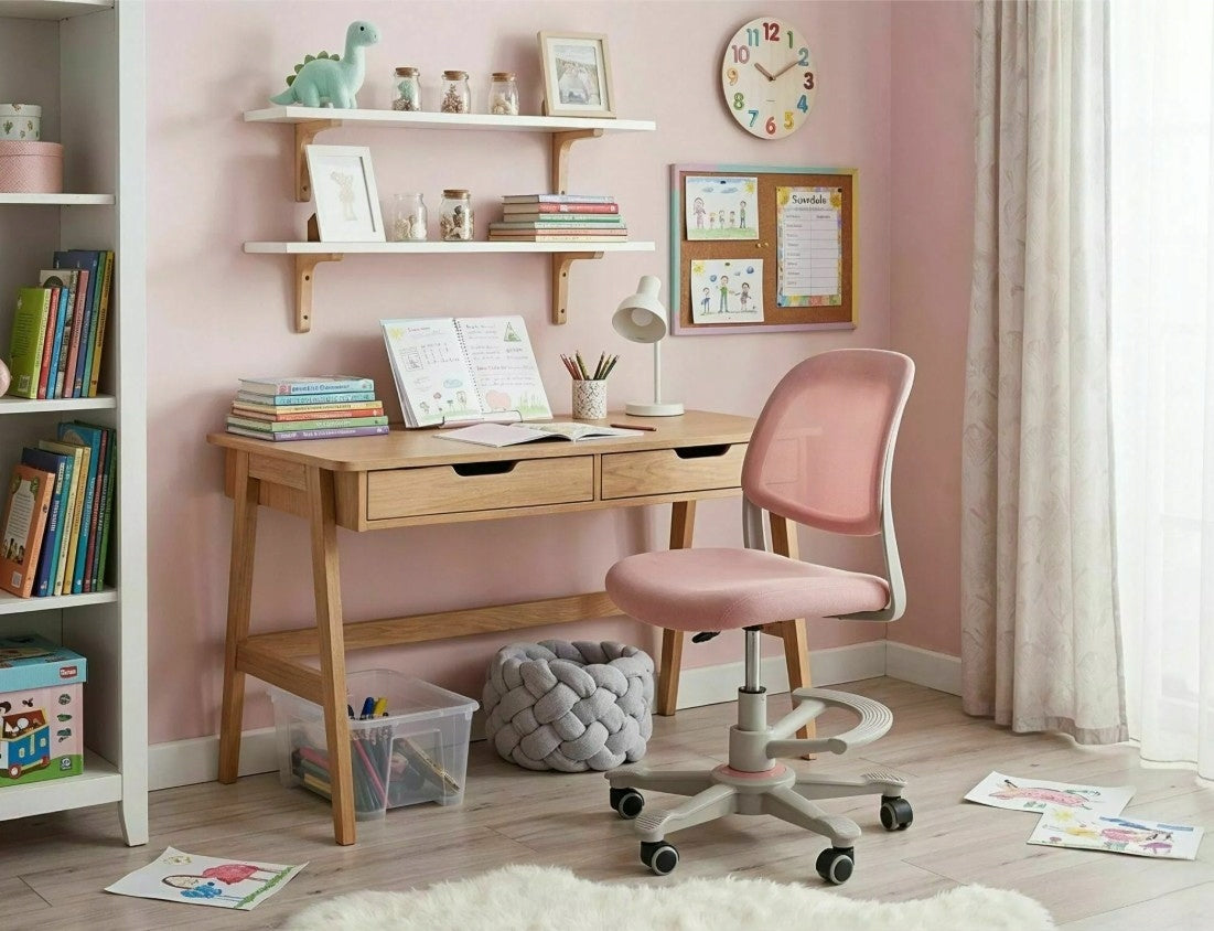 Children's swivel chair with footrest for desk Q-027 pink Brand Signal