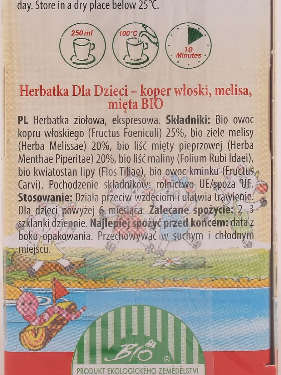 Children's tea for digestion dill, lemon balm, mint BIO 30 g Apotheke Weight 30 g