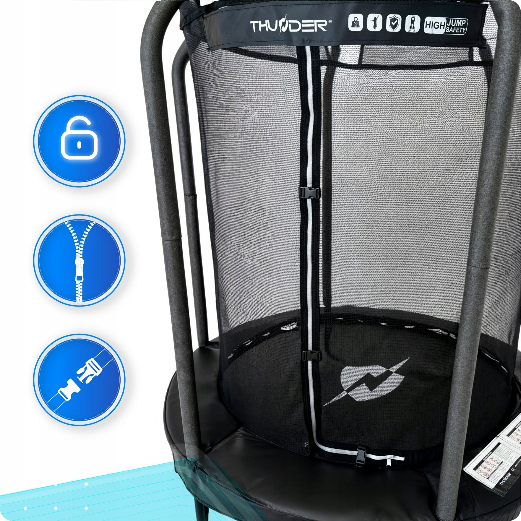 Children's trampoline for home small 4.5FT 140CM safe net Thunder Height from ground level 30 cm
