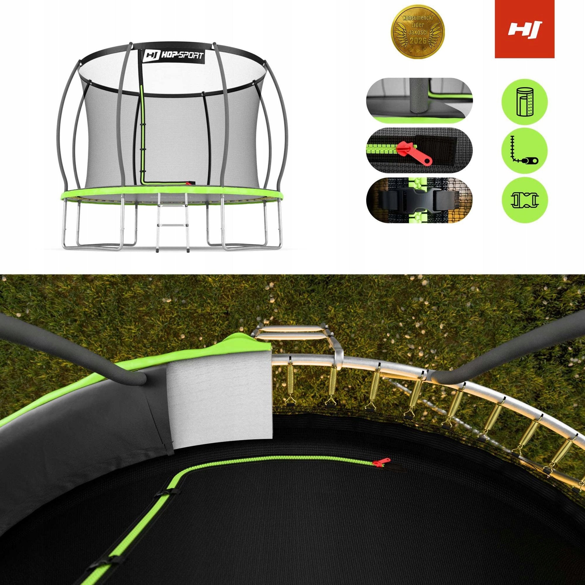 Children's trampoline garden 305cm 10ft mala pumpkin ladder sturdy Brand Hop-Sport