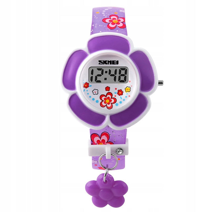 Children's watch SKMEI electronic strap flowers pink purple EAN (GTIN) 5907291139196
