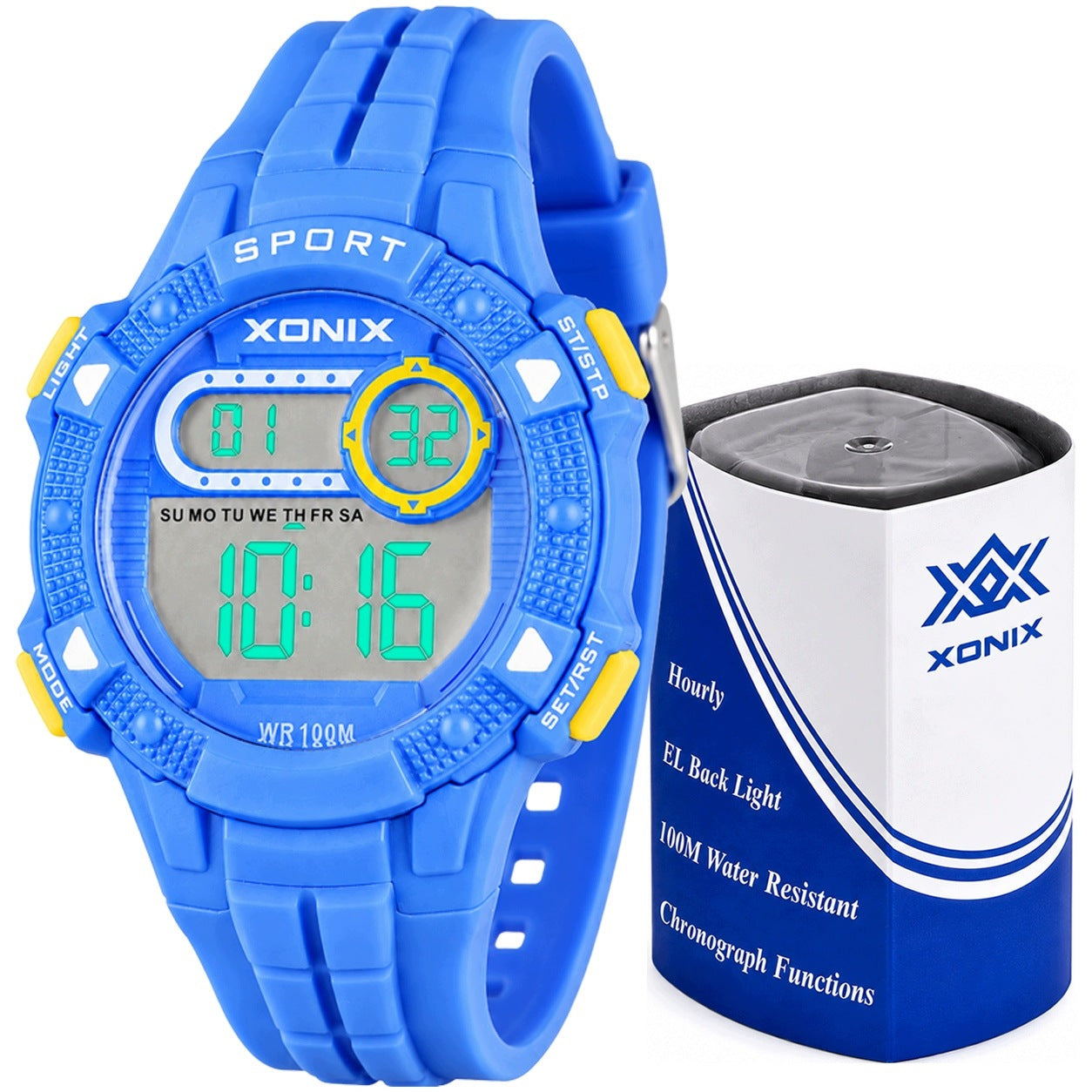 Children's watch XONIX digital LED 10 ATM stopwatch alarm timer