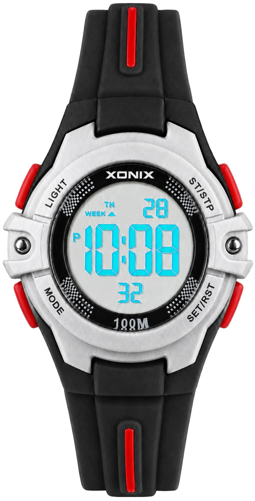 Children's watch black XONIX digital LED 10 ATM stopwatch alarm timer Brand Xonix