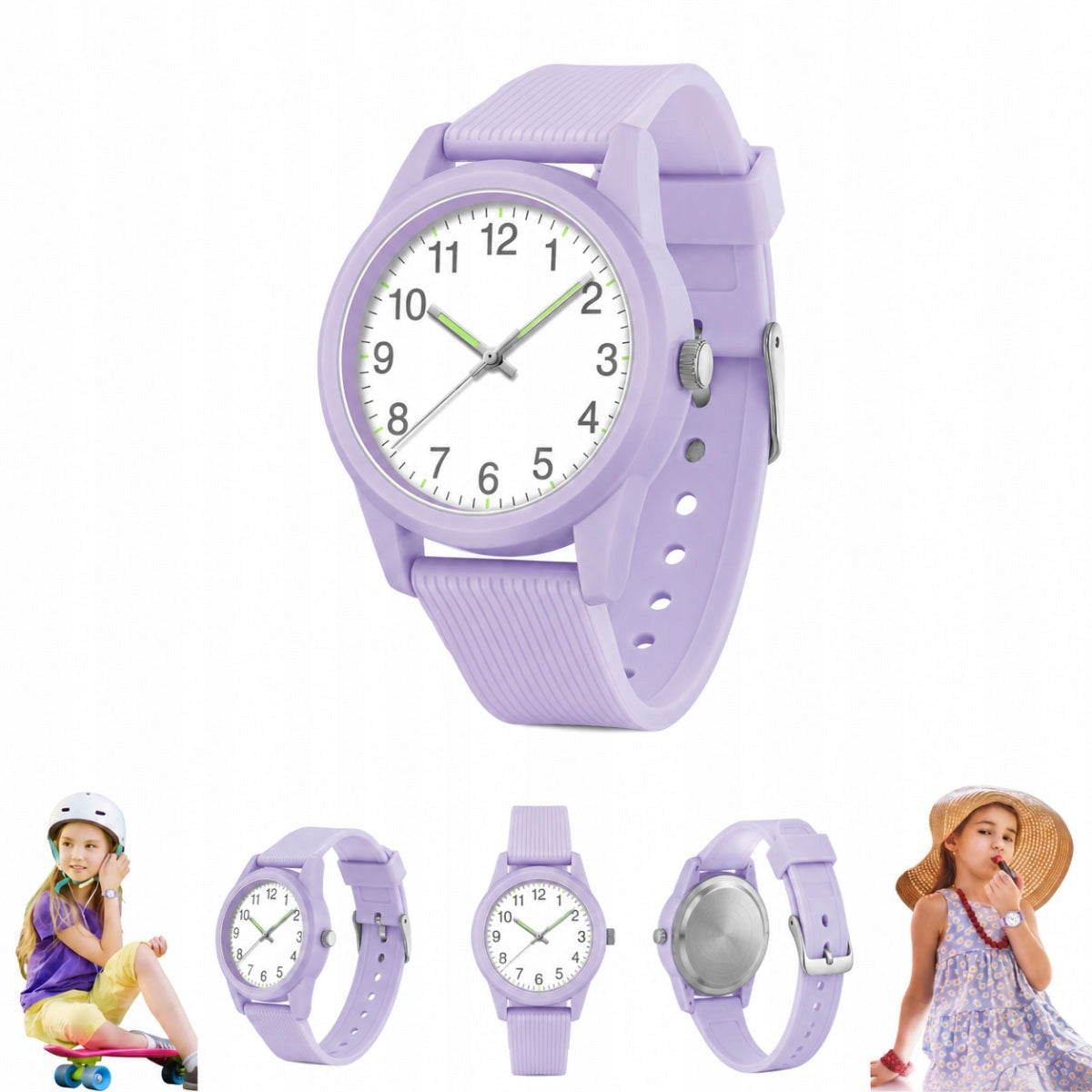 Children's watch hand readable dial purple