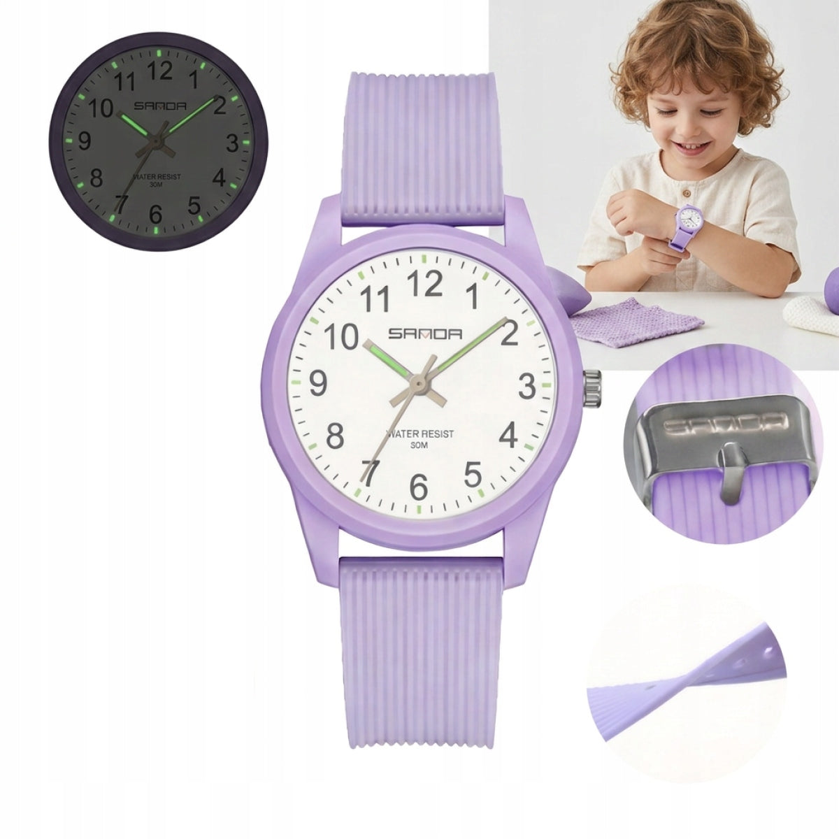 Children's watch quartz readable dial PURPLE