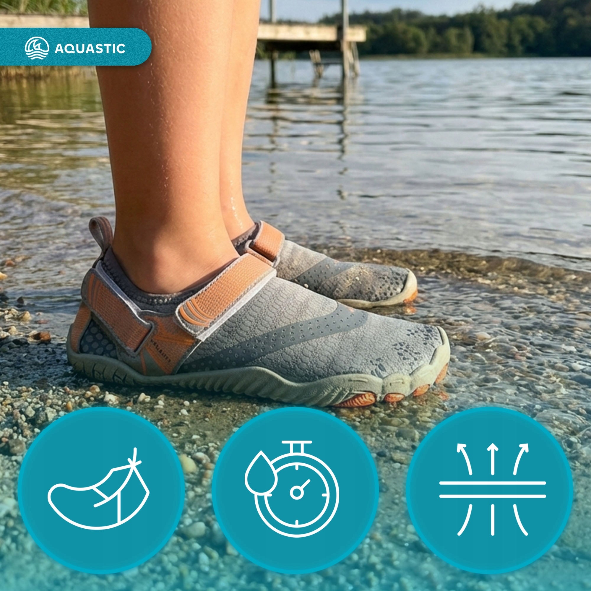 Children's water shoes AQUASTIC Aqua WS083 grey 34 EU Kind shoes