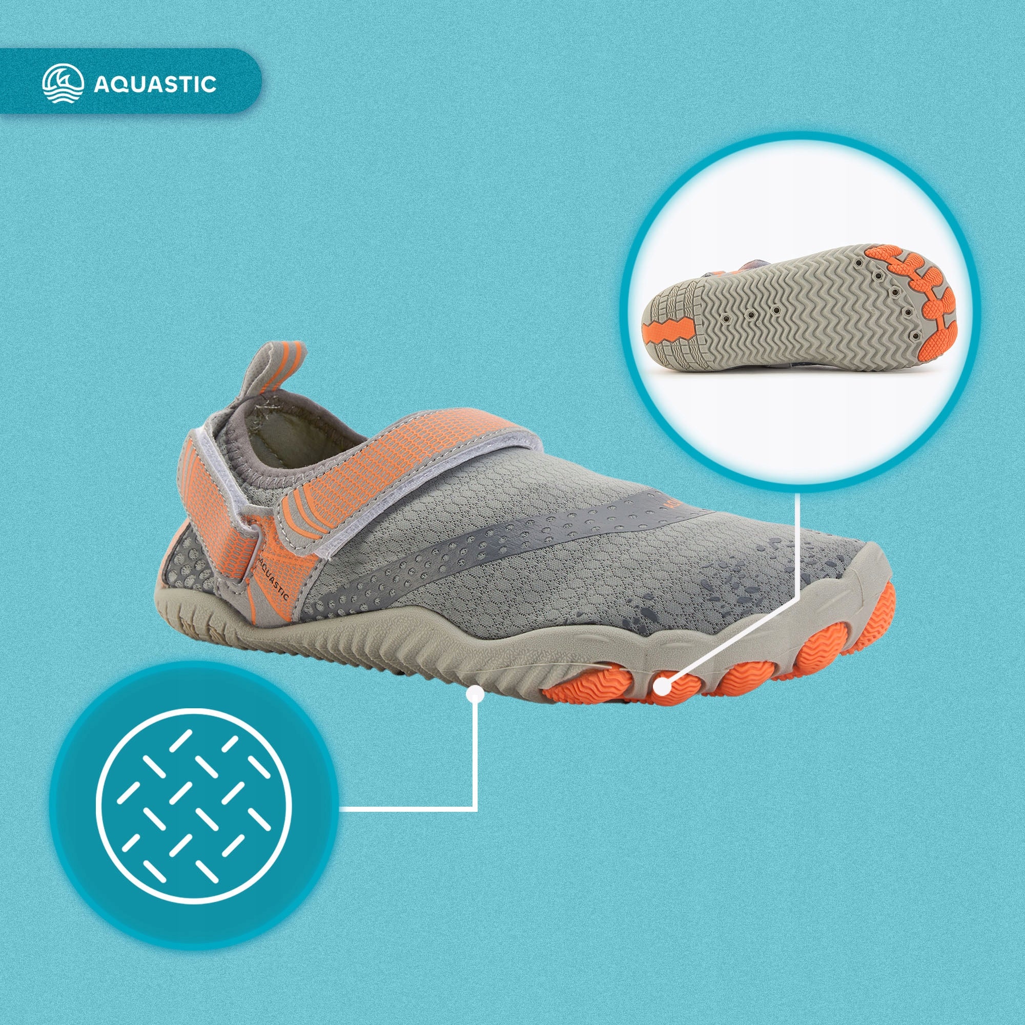 Children's water shoes AQUASTIC Aqua WS083 grey 34 EU Size 34