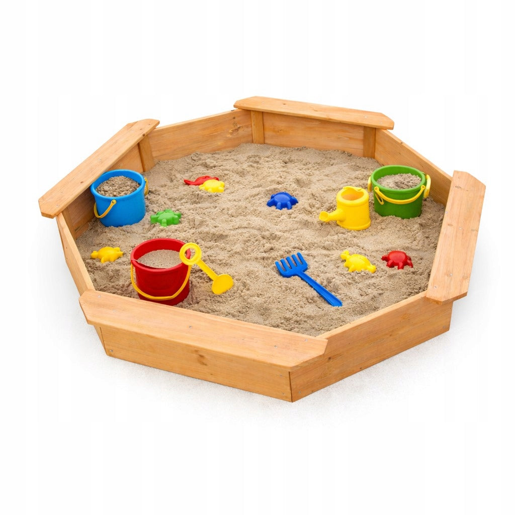 Children's wooden sandbox GINGER HOME with 4 seats 134.5x134.5 cm Length 134.5 cm
