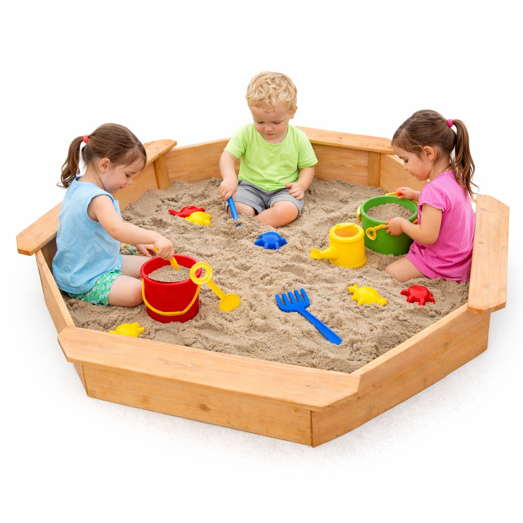 Children's wooden sandbox GINGER HOME with 4 seats 134.5x134.5 cm Packaging status original