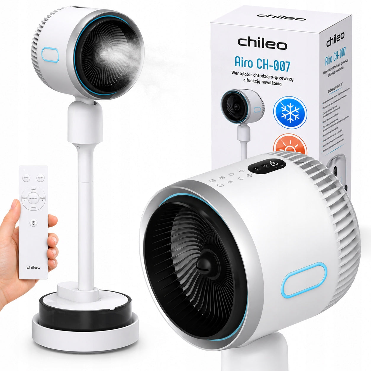 Chileo 4in1 Room Fan with Water Mist Heating Ionization and Remote Control