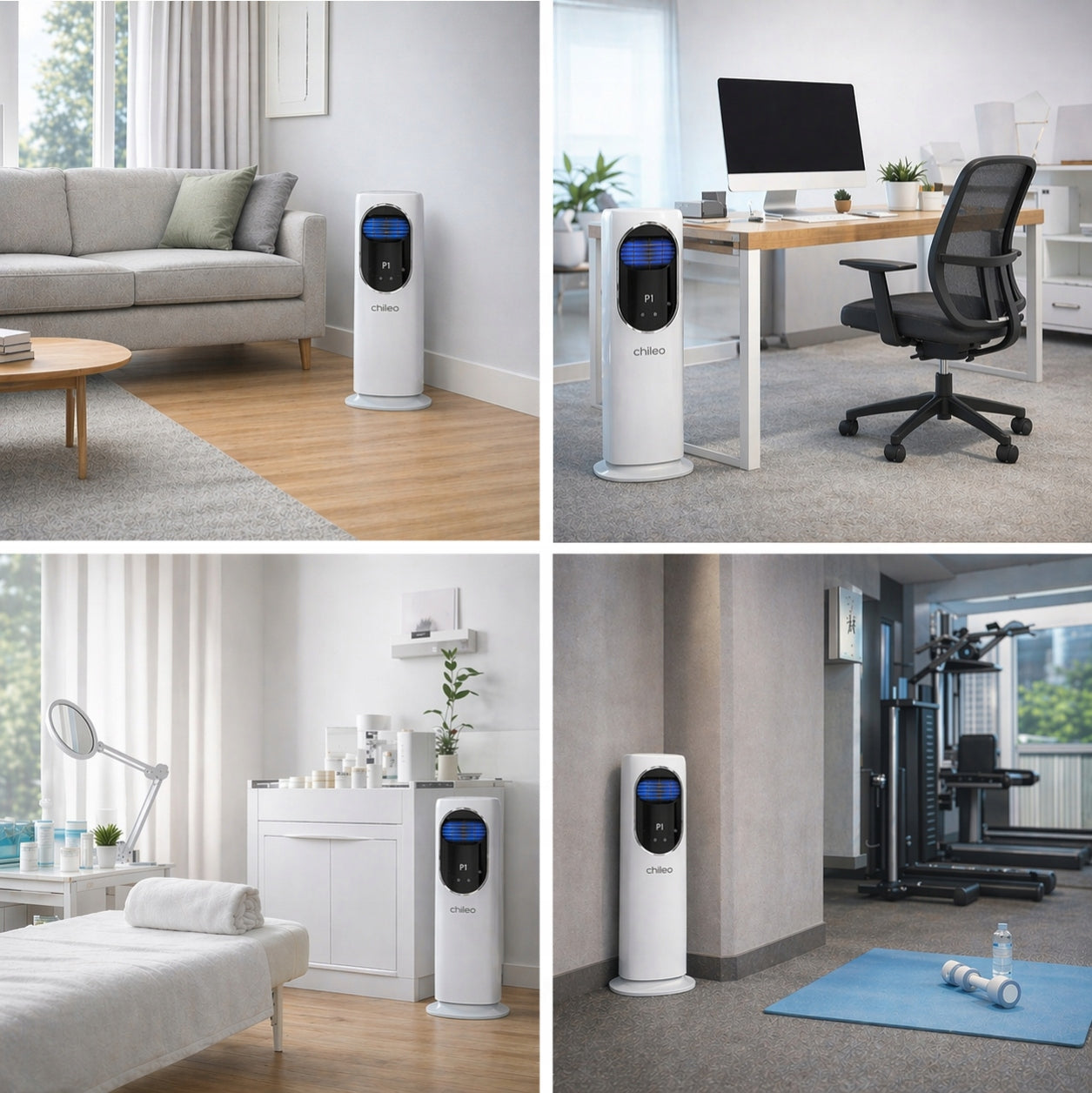 Chileo Column Fan 4in1 Room Windmill + Humidification Heating Remote Control Model Wentylator stojący kolumnowy AURA CH-101-AL