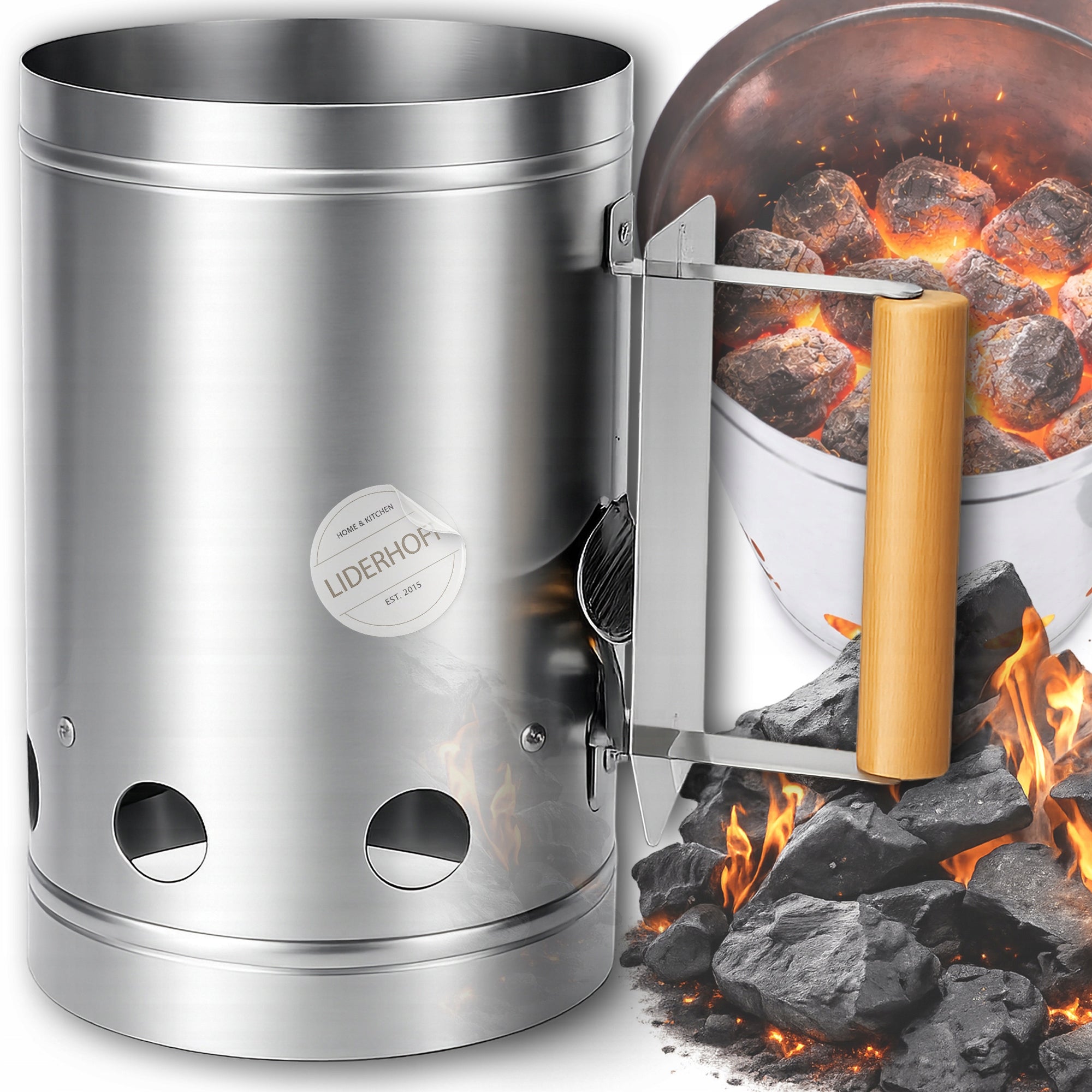 Chimney for Coal Burning Grill Fire Briquet in Fireplace XL 275 x 170 mm