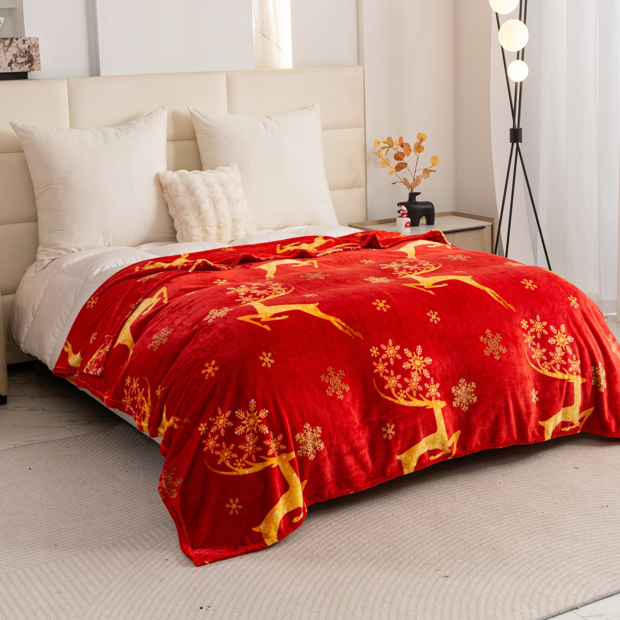 Christmas Blanket 200x220 Warm and Soft Xmas Reindeer Bedspread for Gift Manufacturer code KJS 109