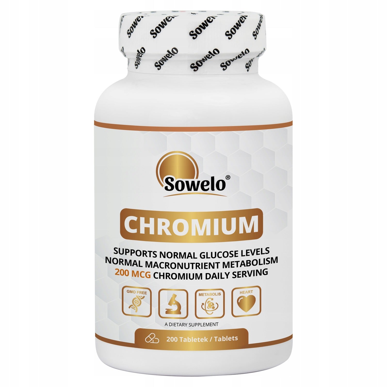 Chromium 200 mcg (Picolinate) 200 Tab – Sugar, Appetite, Metabolism – Sowelo