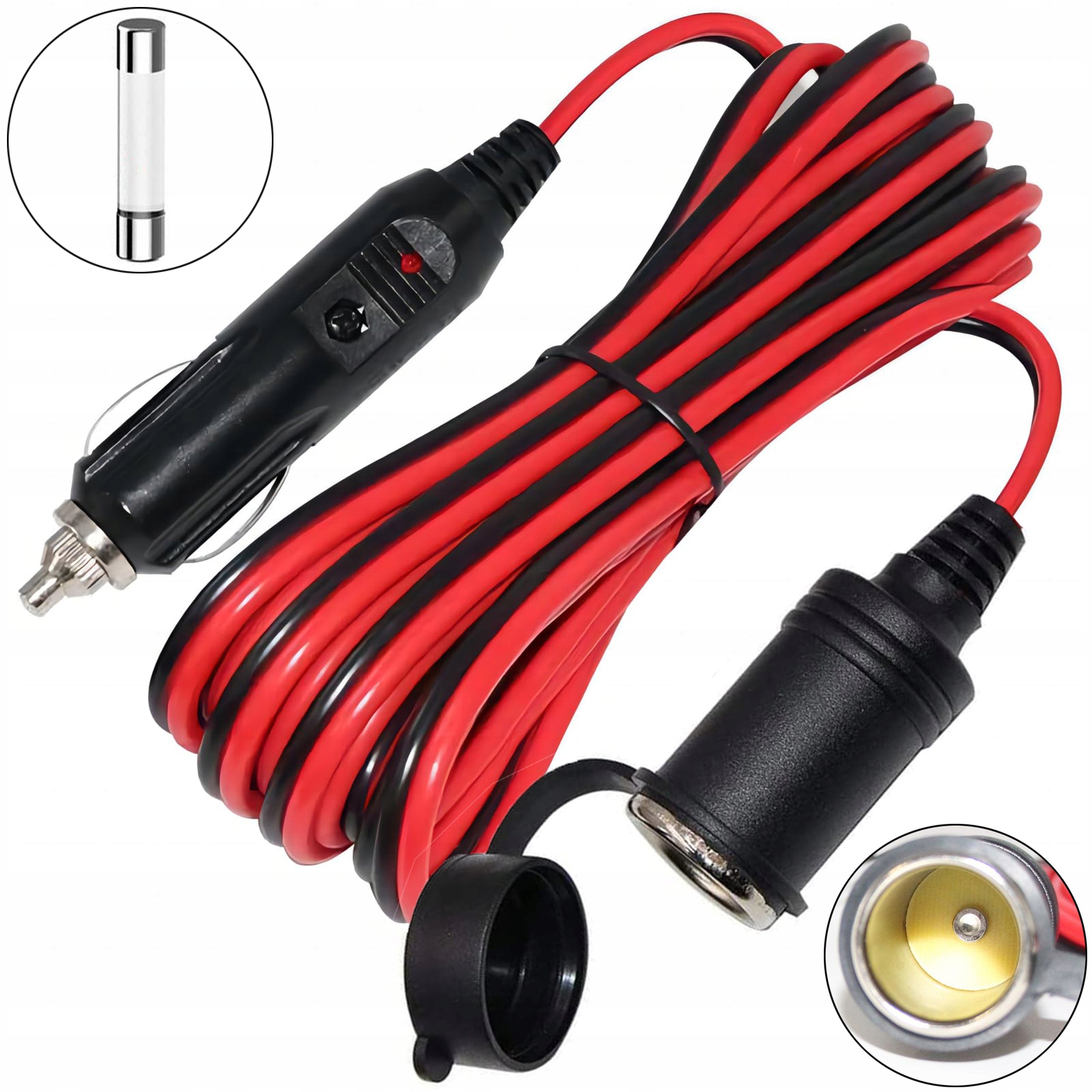 Cigarette lighter socket extension cable 400 cm. STRONG 15A Plug Socket 16 AWG Copper