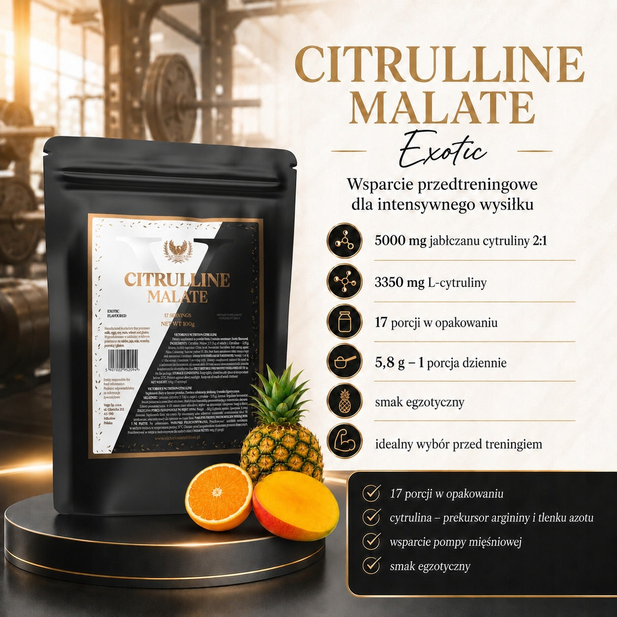 Citrulline 100g Citrulline Malate Citrulline Pump Strength Victorious Packaging status original