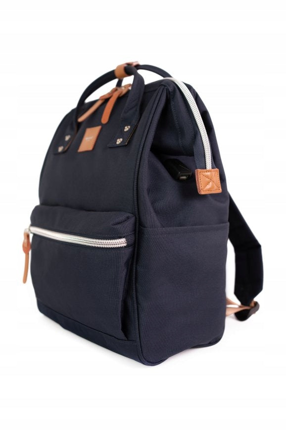 City Backpack Himawari Pale M - roomy multifunctional USB Navy Blue Kind city