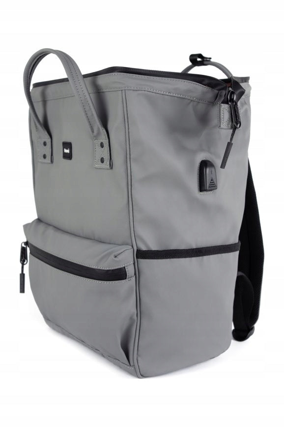 City Backpack Himawari Passager XL - roomy waterproof large USB Grey Kind city