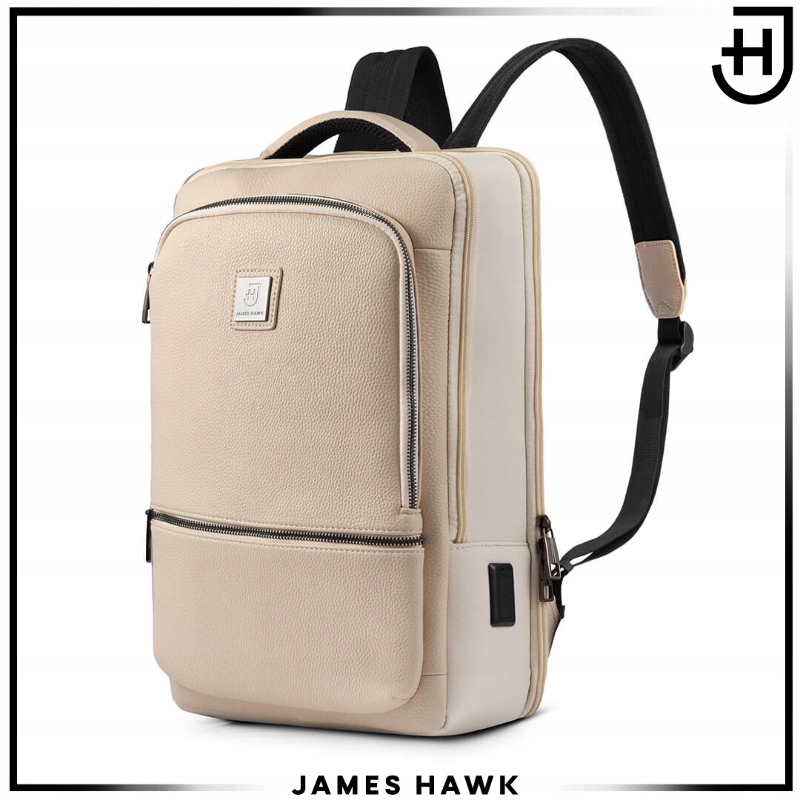 City Laptop Backpack 15,6 - 16 with RFID USB and USB-C Waterproof Spacious Brand James Hawk