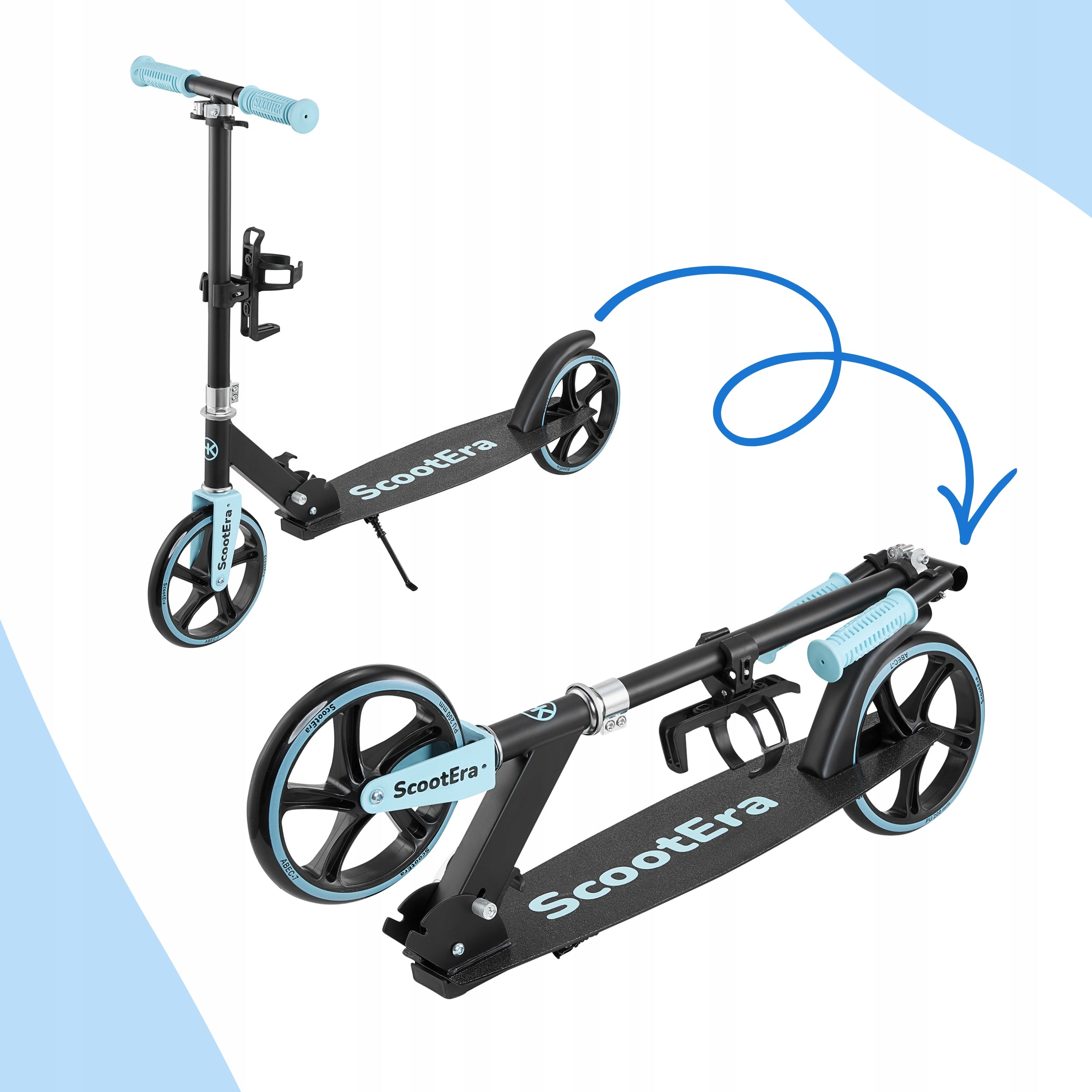 City Scooter Folding Metal Black Blue 200mm Lightweight Kind two-wheeled