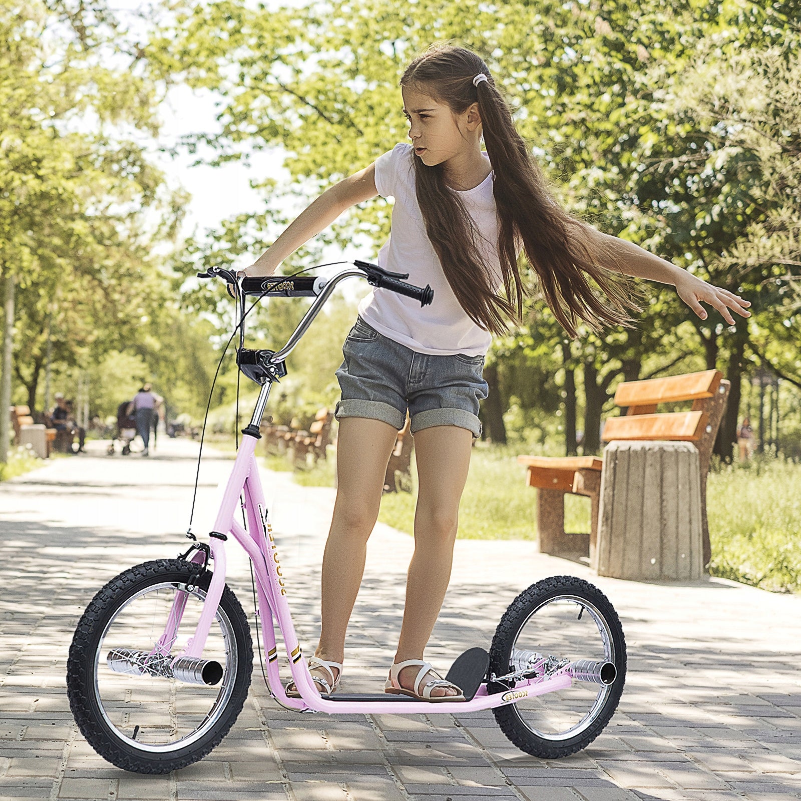 City Scooter for Children from 5 years to 100 kg Pumped Wheels 16 inches Roses Brand Homcom
