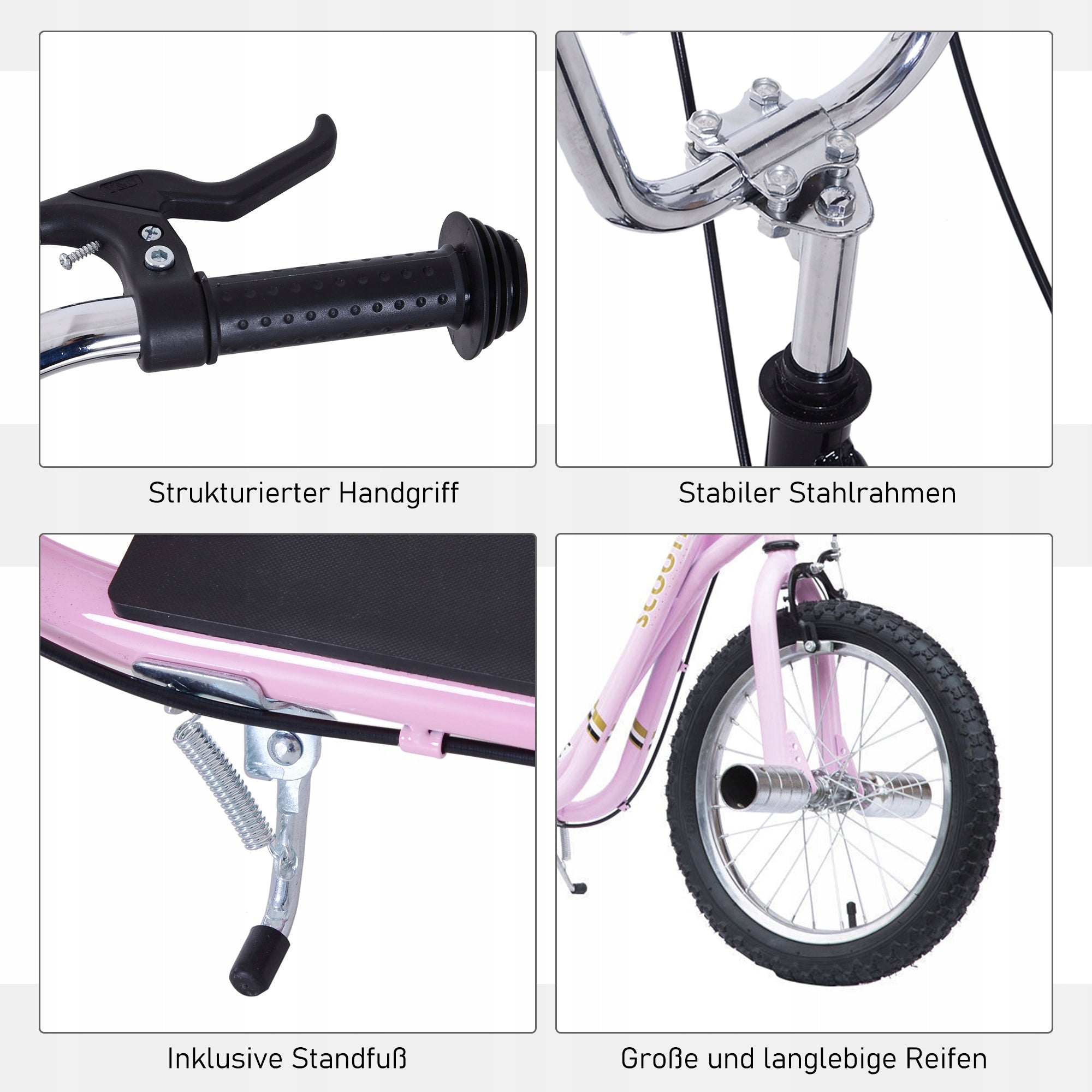 City Scooter for Children from 5 years to 100 kg Pumped Wheels 16 inches Roses Wheels pumped